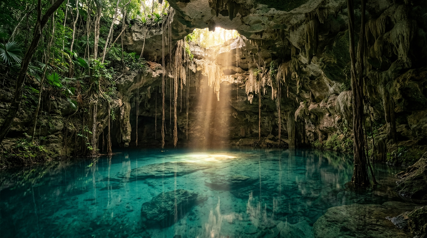 Cenote Light, Before Anyone Else Arrives
